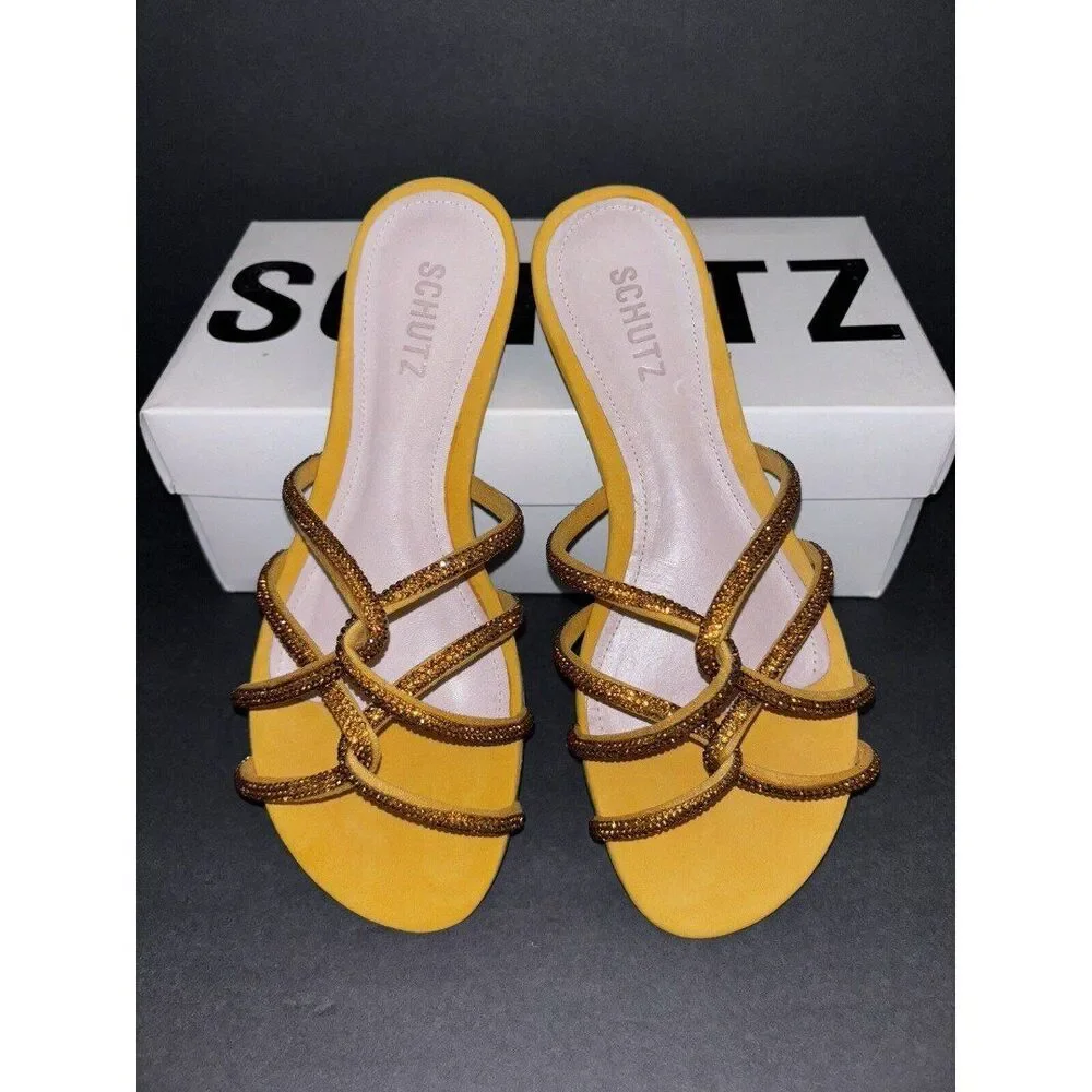 Schutz Marigold Uzia Crystal Sandals Size 9-RUNS SMALL